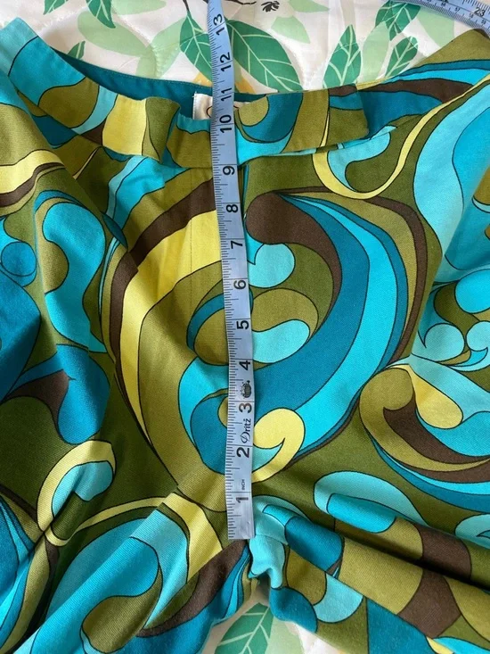 Talbots Turquoise & Lime Crop Pants 8 Psychedelic Bold Swirl Stretch Paisley - Picture 15 of 16